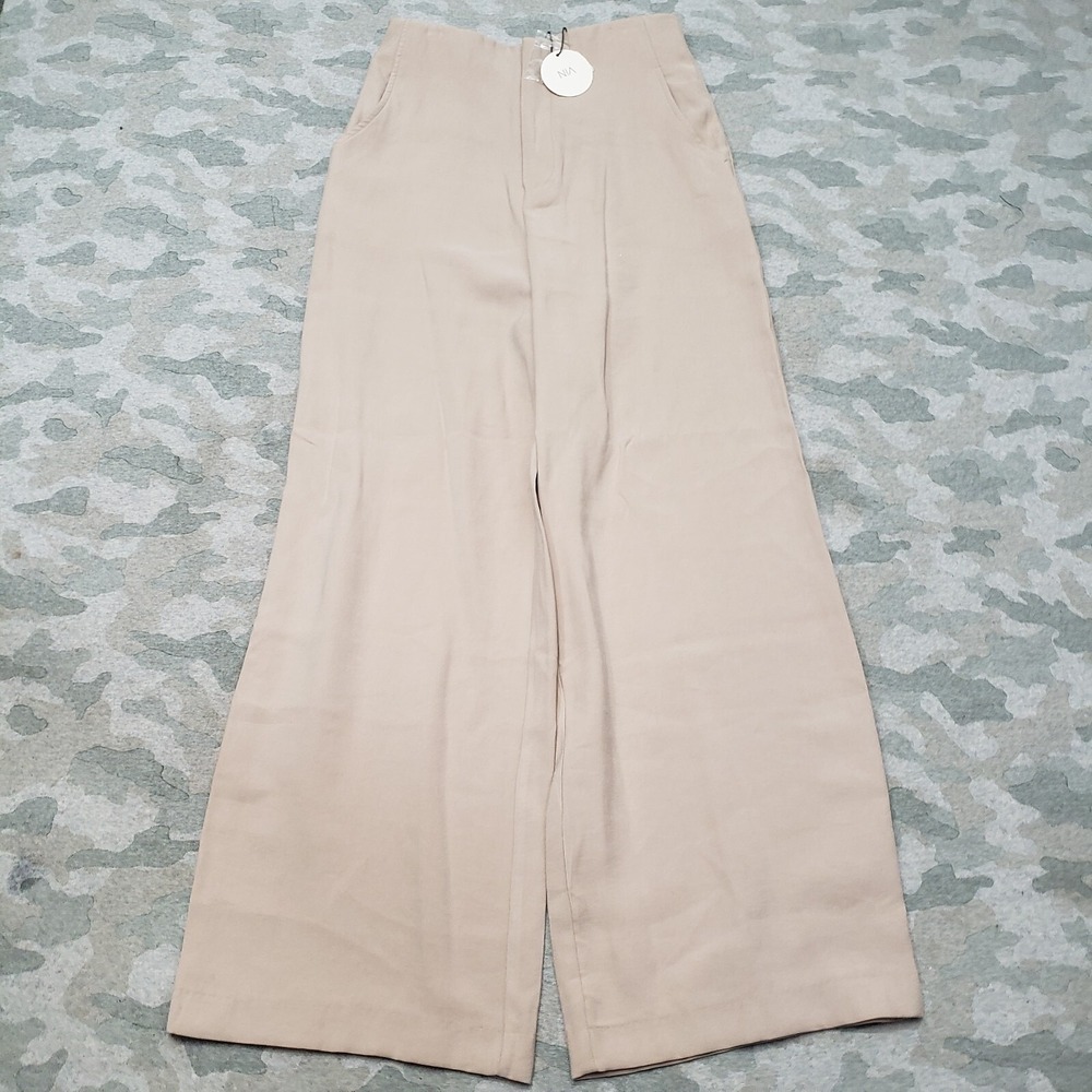 NWT NIA Pants Womens Medium Tan Rayon‎ Blend Wide Leg
